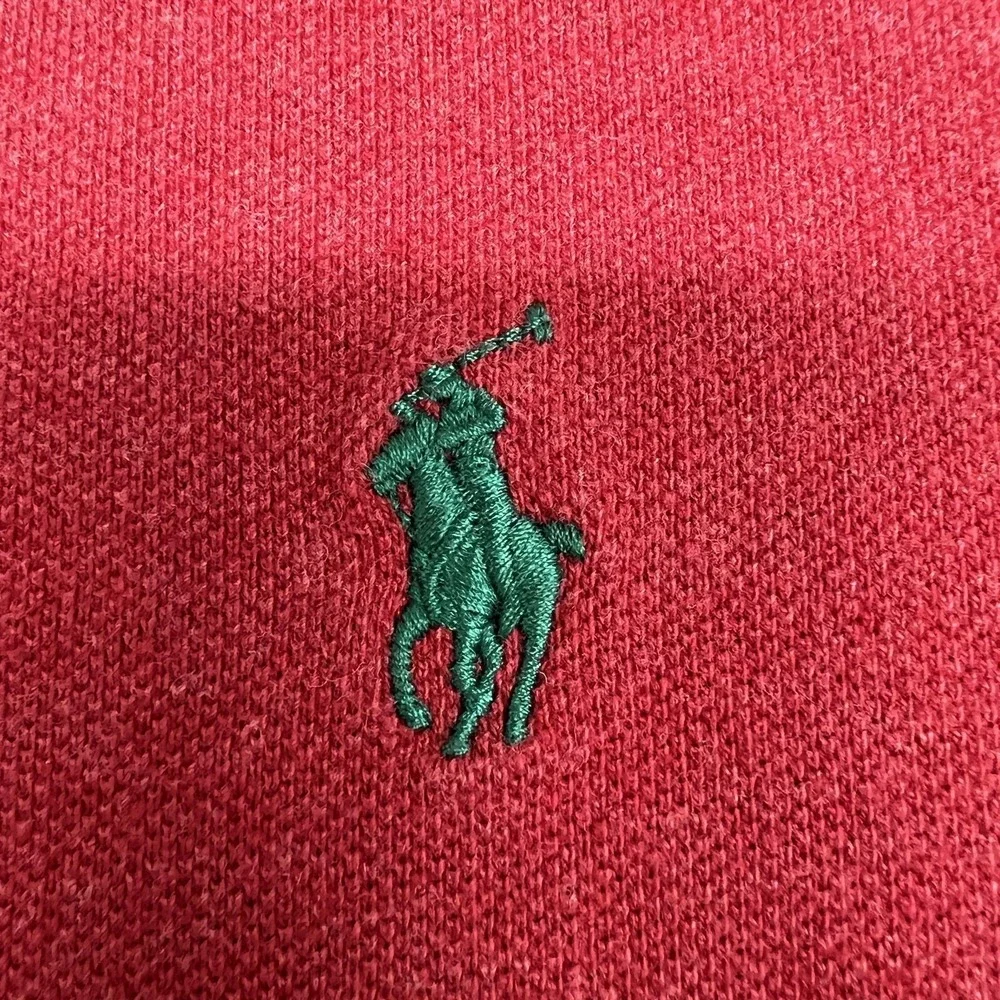 Polo Ralph Lauren Polo Shirt Mens XL Red Long Sleeve‎ 100% Cotton Green Pony